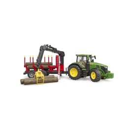 Jucărie tractor John Deere 7R 350 cu încărcător frontal și remorcă